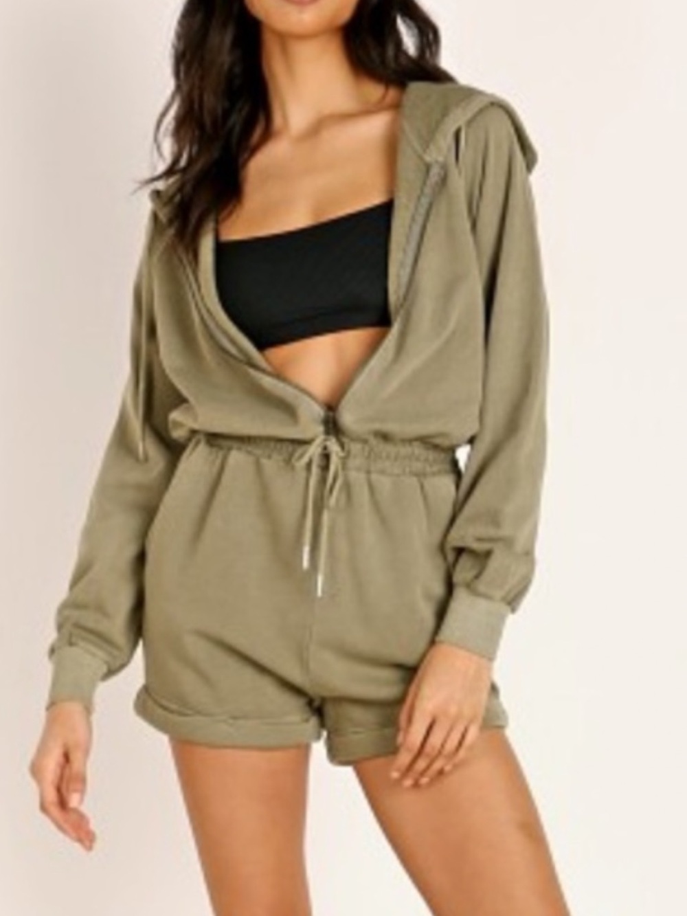 Olive Green Hooded Romper